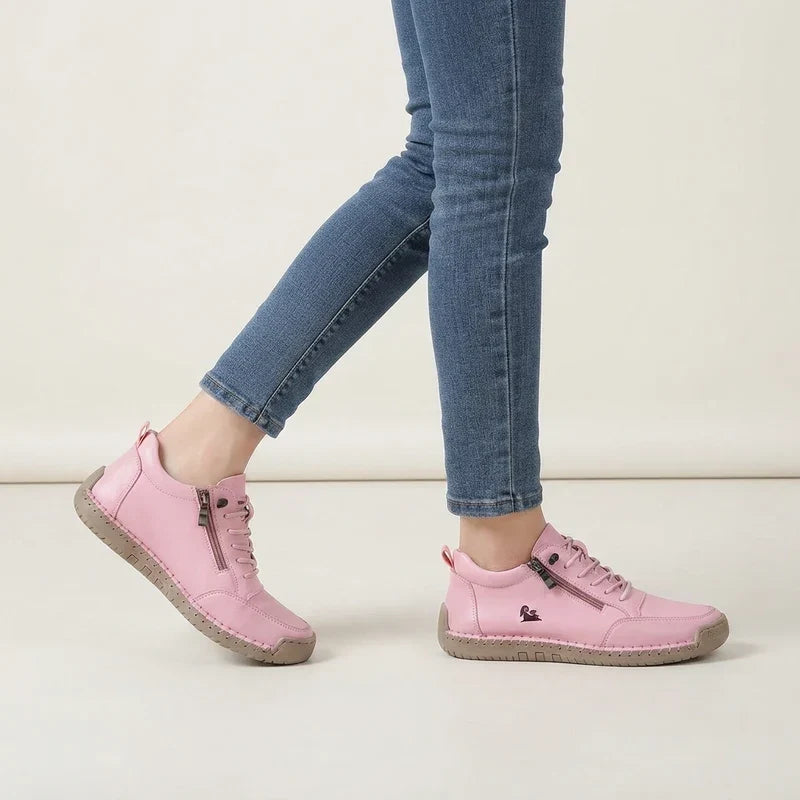 Comfort Sneakers Side Zip Wide Toe Box Elastic Laces