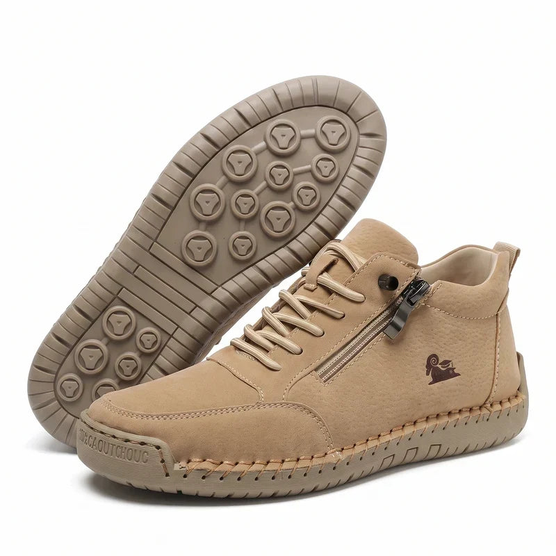 Comfort Sneakers Side Zip Wide Toe Box Elastic Laces