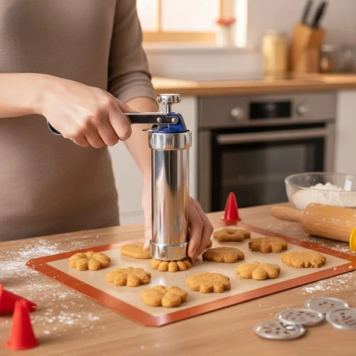 Cookie Press Adjustable Rotary Dial 20 Patterns Rust-Resistant