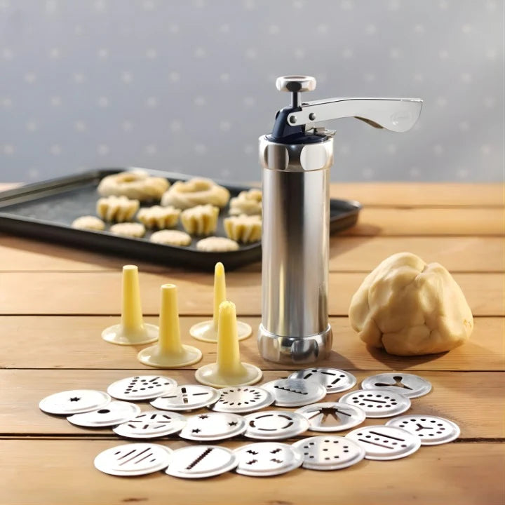 Cookie Press Adjustable Rotary Dial 20 Patterns Rust-Resistant