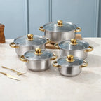 Cookware Set Stainless Steel Glass Lids 10-Piece