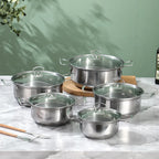 Cookware Set Stainless Steel Glass Lids 10-Piece