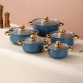 Cookware Set Stainless Steel Glass Lids 10-Piece