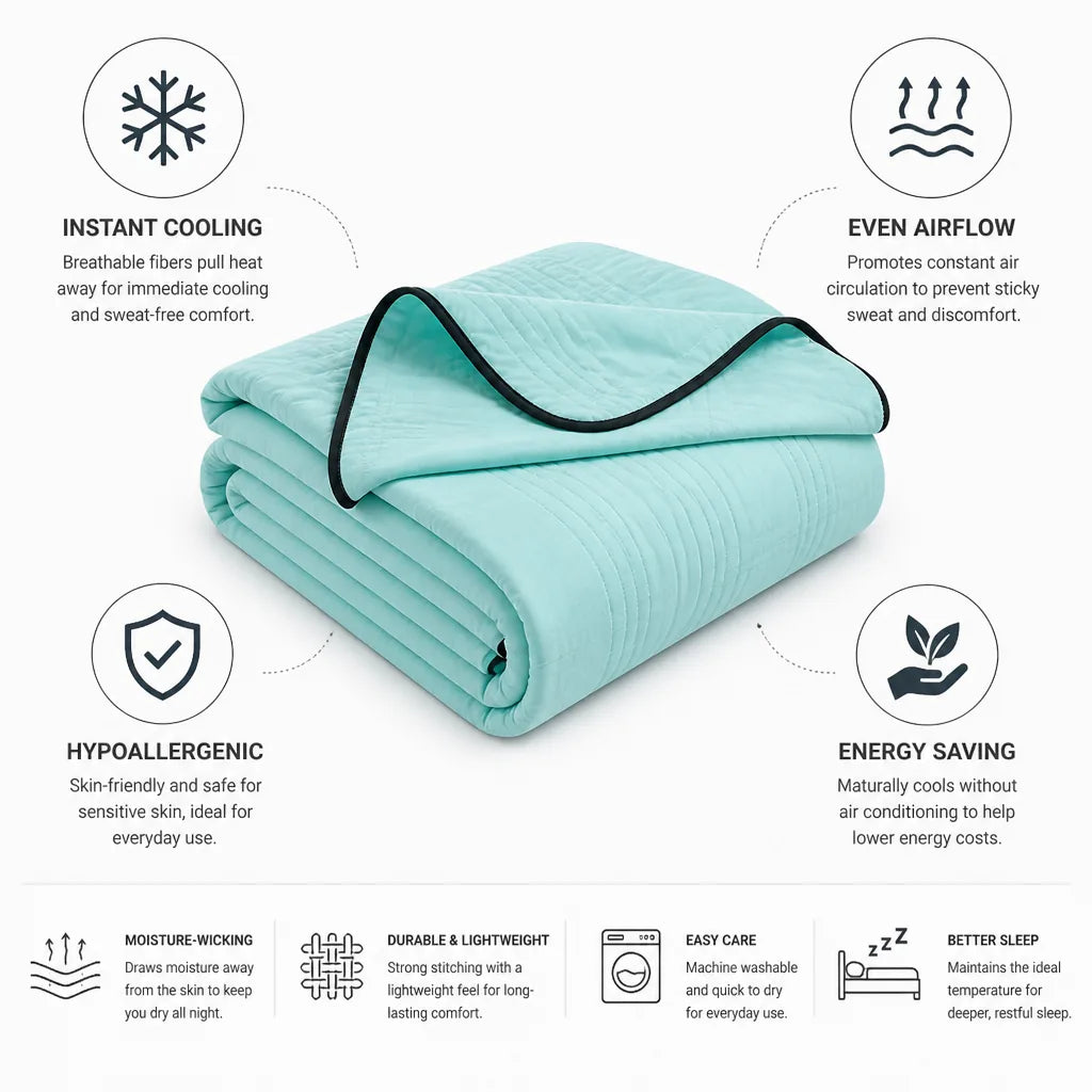 Cooling Blanket Moisture-Wicking & Breathable Hypoallergenic Polyester