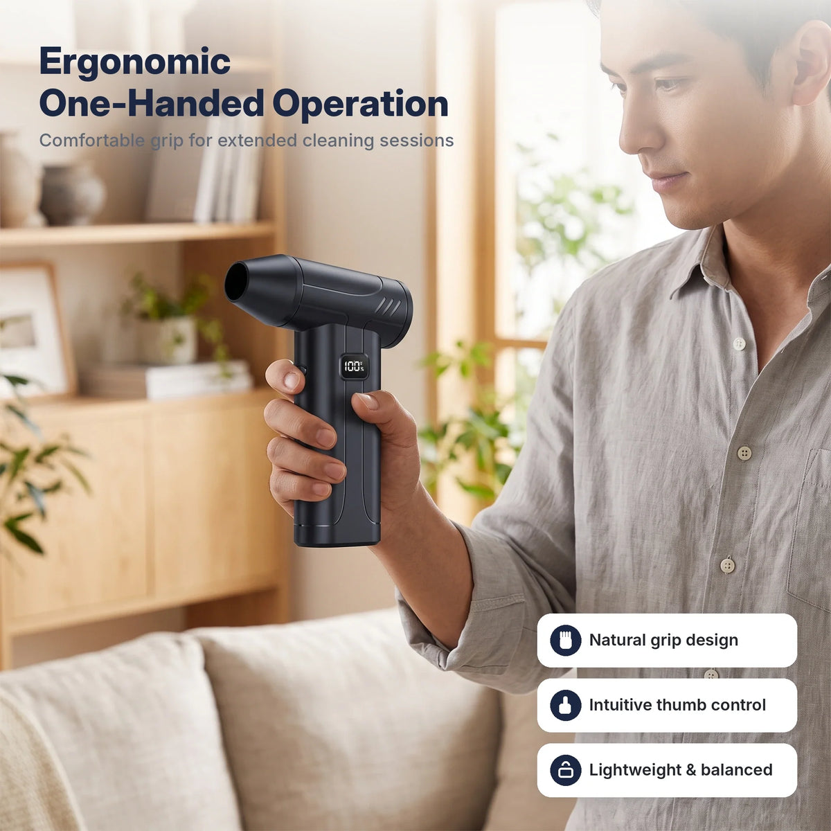 Cordless Air Duster 100,000 RPM Rechargeable LED Display