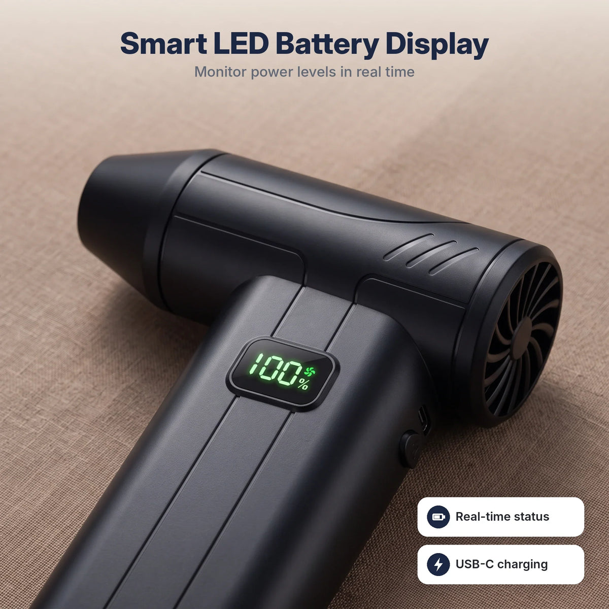 Cordless Air Duster 100,000 RPM Rechargeable LED Display