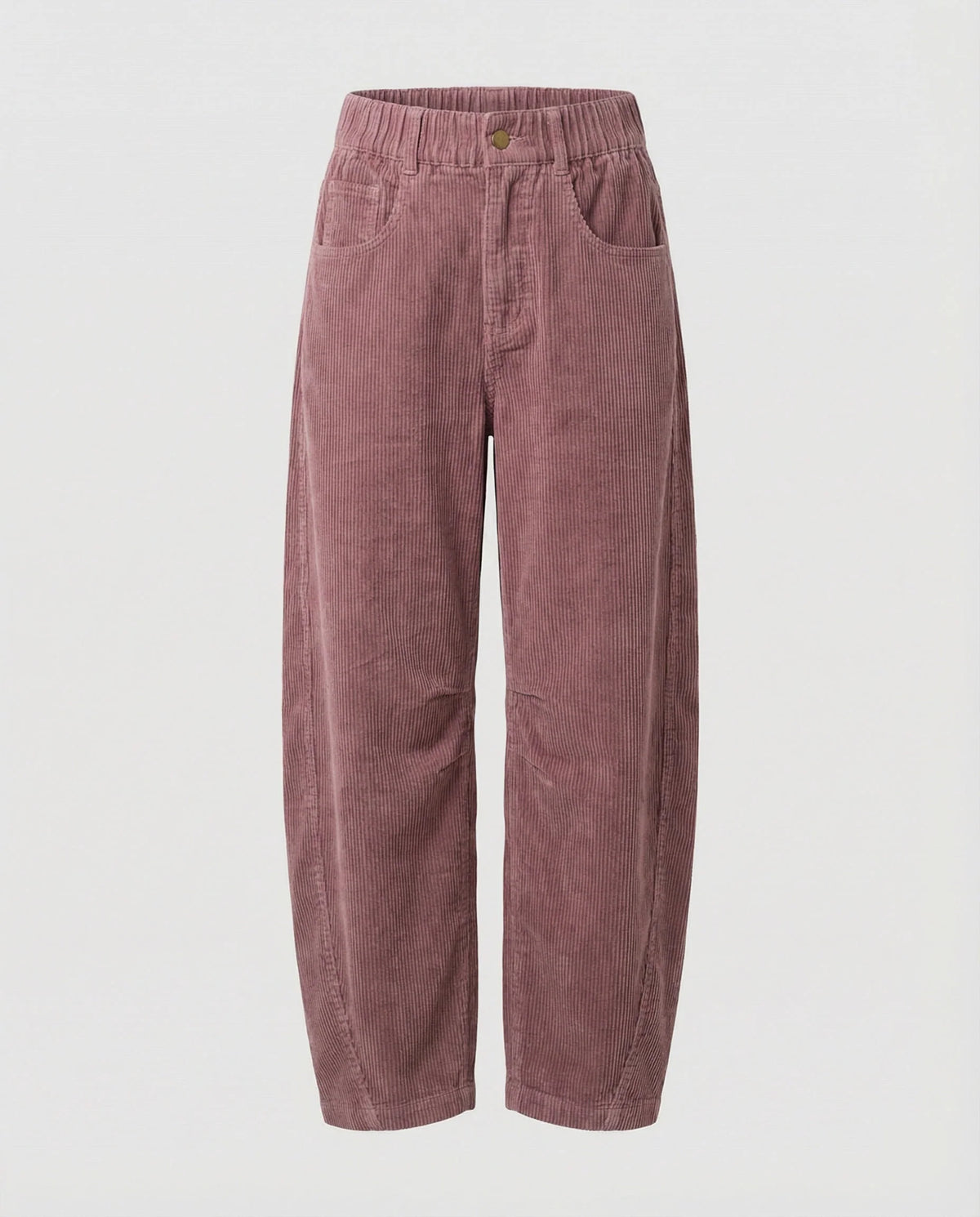Corduroy Pants Soft Stretch Wide-Leg Elastic Waistband