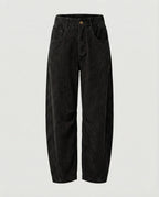 Corduroy Pants Soft Stretch Wide-Leg Elastic Waistband