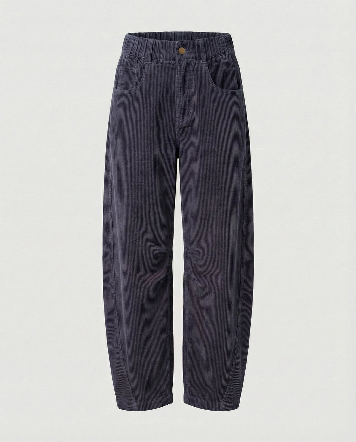 Corduroy Pants Soft Stretch Wide-Leg Elastic Waistband