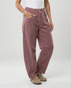 Corduroy Pants Soft Stretch Wide-Leg Elastic Waistband
