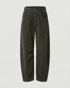 Corduroy Pants Soft Stretch Wide-Leg Elastic Waistband