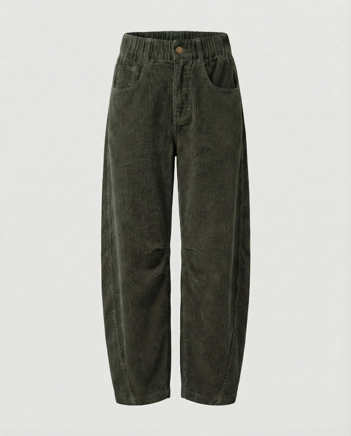 Corduroy Pants Soft Stretch Wide-Leg Elastic Waistband