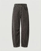 Corduroy Pants Soft Stretch Wide-Leg Elastic Waistband