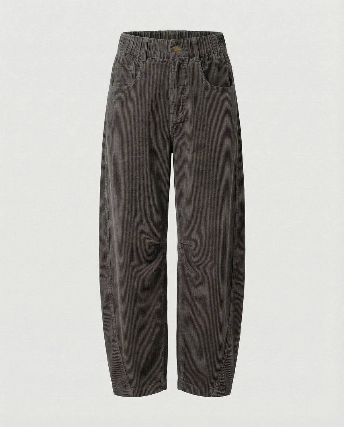 Corduroy Pants Soft Stretch Wide-Leg Elastic Waistband