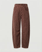 Corduroy Pants Soft Stretch Wide-Leg Elastic Waistband