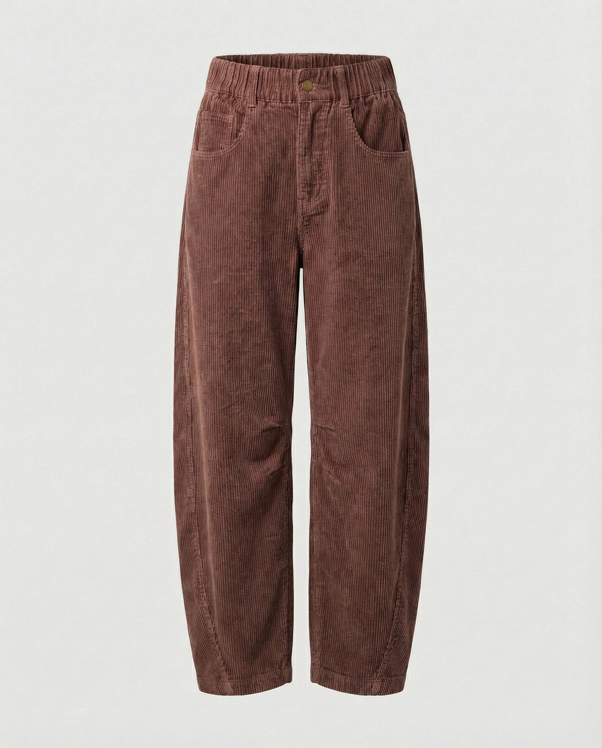 Corduroy Pants Soft Stretch Wide-Leg Elastic Waistband