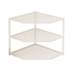 Corner Storage Shelf Powder-Coated Steel Ventilated Mesh 3-Tier