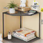 Corner Storage Shelf Powder-Coated Steel Ventilated Mesh 3-Tier