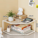 Corner Storage Shelf Powder-Coated Steel Ventilated Mesh 3-Tier