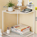 Corner Storage Shelf Powder-Coated Steel Ventilated Mesh 3-Tier