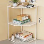 Corner Storage Shelf Powder-Coated Steel Ventilated Mesh 3-Tier