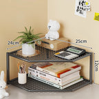 Corner Storage Shelf Powder-Coated Steel Ventilated Mesh 3-Tier