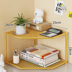 Corner Storage Shelf Powder-Coated Steel Ventilated Mesh 3-Tier