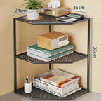Corner Storage Shelf Powder-Coated Steel Ventilated Mesh 3-Tier