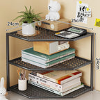 Corner Storage Shelf Powder-Coated Steel Ventilated Mesh 3-Tier