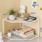 Corner Storage Shelf Powder-Coated Steel Ventilated Mesh 3-Tier