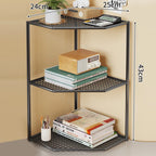 Corner Storage Shelf Powder-Coated Steel Ventilated Mesh 3-Tier