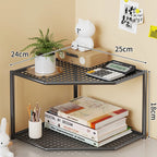 Corner Storage Shelf Powder-Coated Steel Ventilated Mesh 3-Tier
