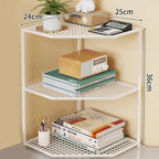 Corner Storage Shelf Powder-Coated Steel Ventilated Mesh 3-Tier