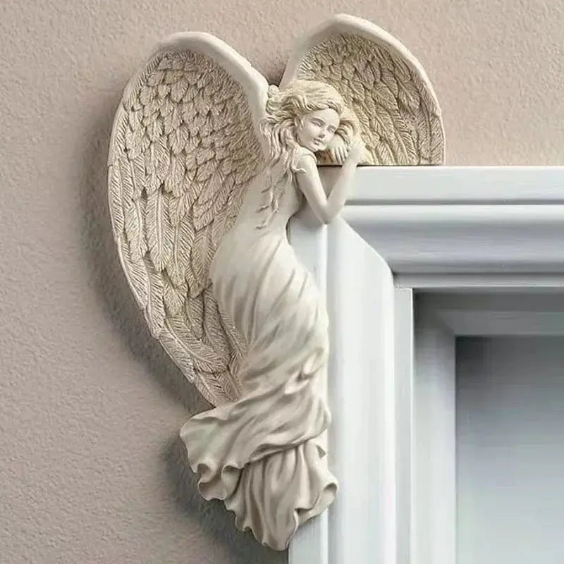 Corner Wall Decor Angel Wing Resin Matte White