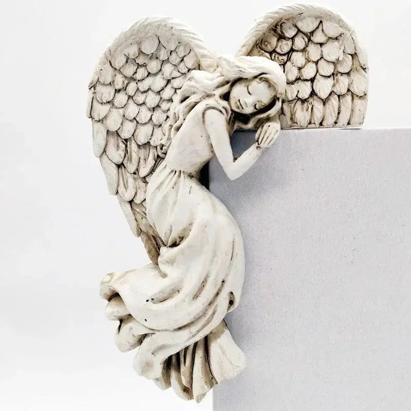 Corner Wall Decor Angel Wing Resin Matte White