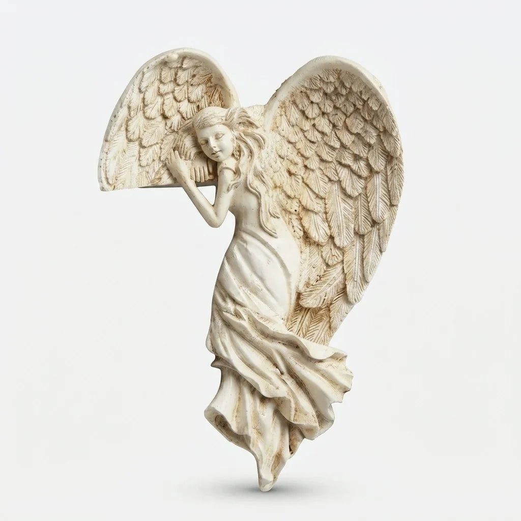 Corner Wall Decoration Angel Wing Resin Matte White