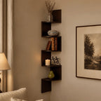 Corner Wall Shelf Zigzag Design 5-Tier Space-Saving Display