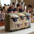 Cosmetic Bag Quilted Padded Sheep Design