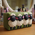 Cosmetic Bag Quilted Padded Sheep Design