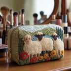 Cosmetic Bag Quilted Padded Sheep Design