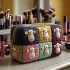 Cosmetic Bag Quilted Padded Sheep Design