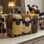 Cosmetic Bag Quilted Padded Sheep Design