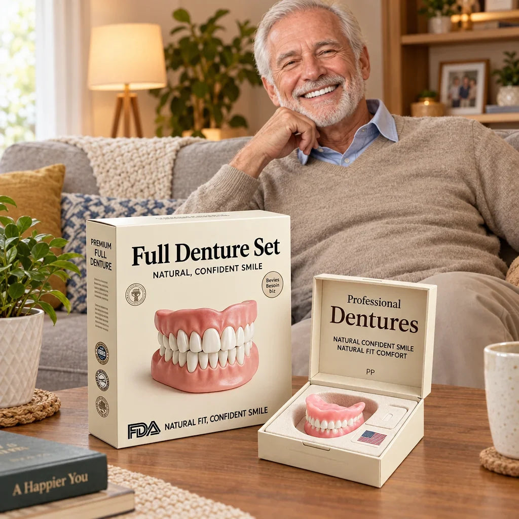 Cosmetic Denture Set Warm-Water Moldable Reusable Upper & Lower