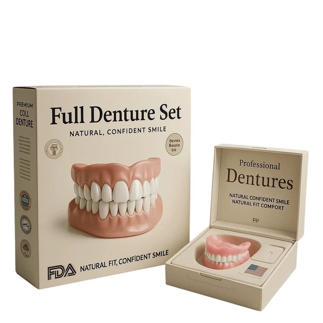 Cosmetic Denture Set Warm-Water Moldable Reusable Upper & Lower
