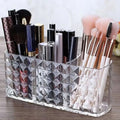 Cosmetic Storage Box Transparent 3 Compartments Diamond Pattern