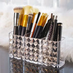 Cosmetic Storage Box Transparent 3 Compartments Diamond Pattern