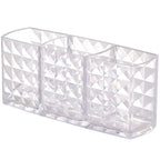 Cosmetic Storage Box Transparent 3 Compartments Diamond Pattern