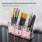 Cosmetic Storage Box Transparent 3 Compartments Diamond Pattern