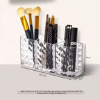 Cosmetic Storage Box Transparent 3 Compartments Diamond Pattern