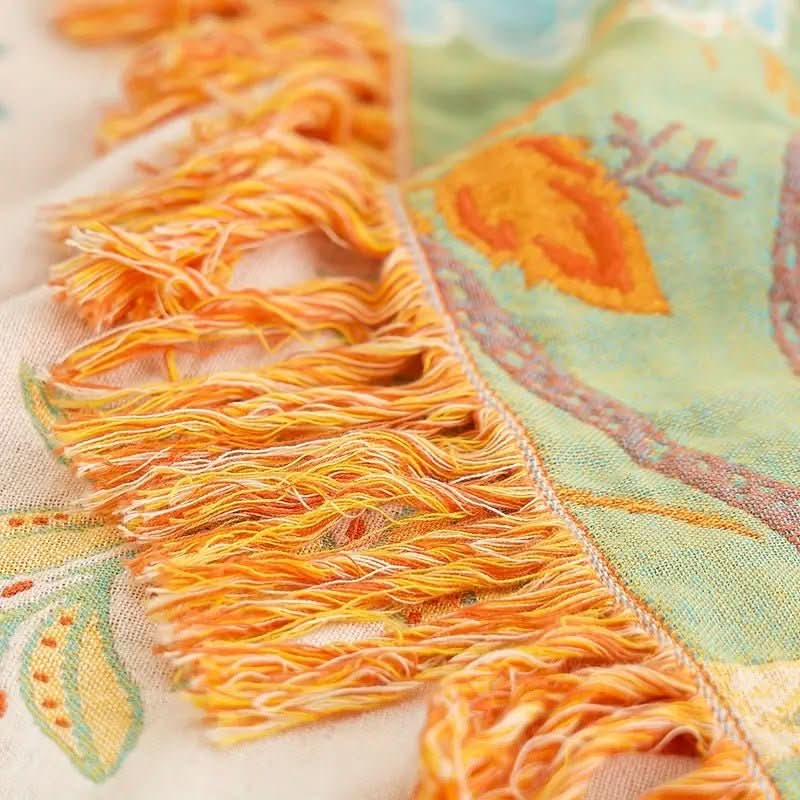 Cotton Blanket Reversible Jacquard Lightweight Breathable